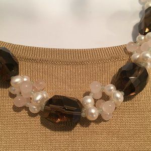 EUC Ross-Simons Multi-Gem Cluster With Quartz Nugget Necklace, Sterling, 18"